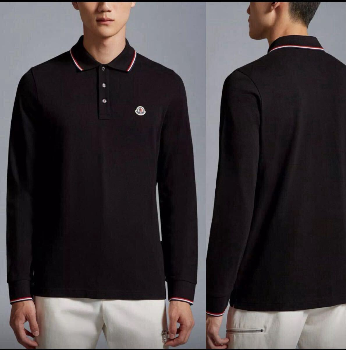 モンクレール moncler コットン長袖ポロシャツ ネイビー 紺色 未 モンクレール moncler コットン長袖ポロシャツ ネイビー 紺色 未