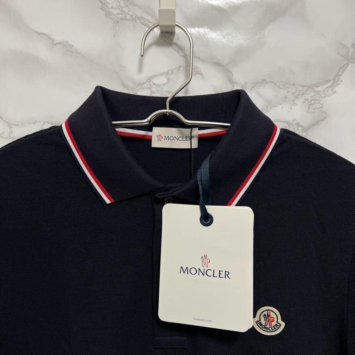 モンクレール moncler コットン長袖ポロシャツ ネイビー 紺色 未 モンクレール moncler コットン長袖ポロシャツ ネイビー 紺色 未