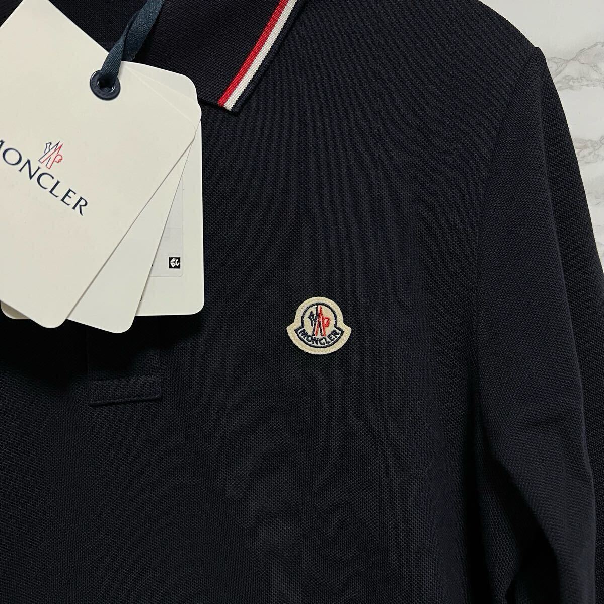 モンクレール moncler コットン長袖ポロシャツ ネイビー 紺色 未 モンクレール moncler コットン長袖ポロシャツ ネイビー 紺色 未