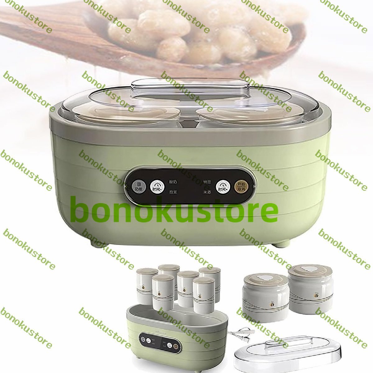 20W 電気納豆発酵器 1L 自動ヨーグルトマシン 大カップ 2個と小カップ 6個付き、定温マシン、時間調整可能、家庭用および業務用 その他