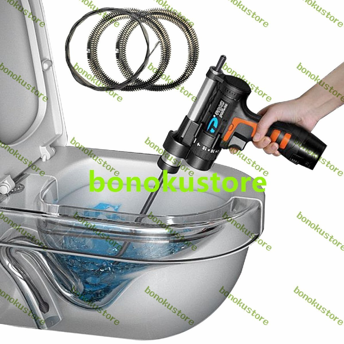 電動トイレつまり解消道具 電気ドレインオーガー 改良型 電動パイプクリーナー ポータブル 充電式 電動詰まり解消ツール 12V 7.5M