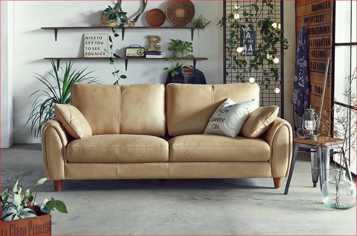 ソファー2P　RELAX FORM レザーテックス　クラフトベージュ　2本限り　長野県、東信地域、中信地域一部、北信地域一部、嬬恋村の販売_画像1