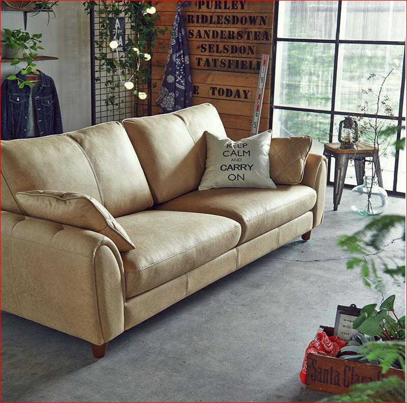 ソファー2P　RELAX FORM レザーテックス　クラフトベージュ　2本限り　長野県、東信地域、中信地域一部、北信地域一部、嬬恋村の販売_画像2