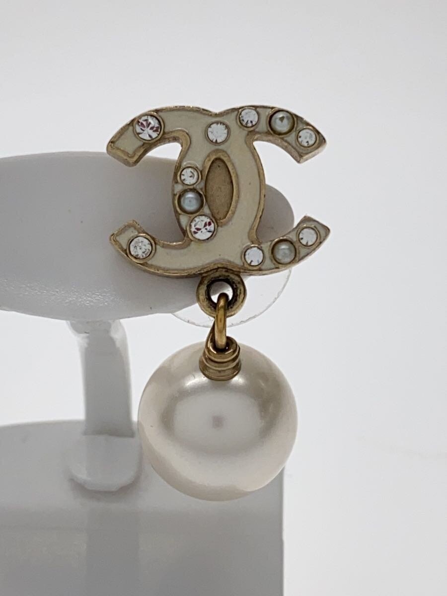 CHANEL◆ココマーク/フェイクパール/ピアス/-/GLD/レディース