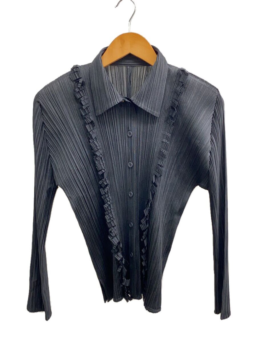 PLEATS PLEASE ISSEY MIYAKE◆長袖ブラウス/3/ポリエステル/BLK/PP23-JJ141 PLEATS PLEASE ISSEY MIYAKE◆長袖ブラウス/3/ポリエステル/BLK/PP23-JJ141