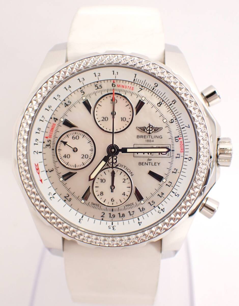 新品仕上げ済 BREITLING(ブライトリング) ベントレーGT A13362 SS/ラバー AT 自動巻き ホワイトシェル盤 ホワイトラバー 白 メンズ