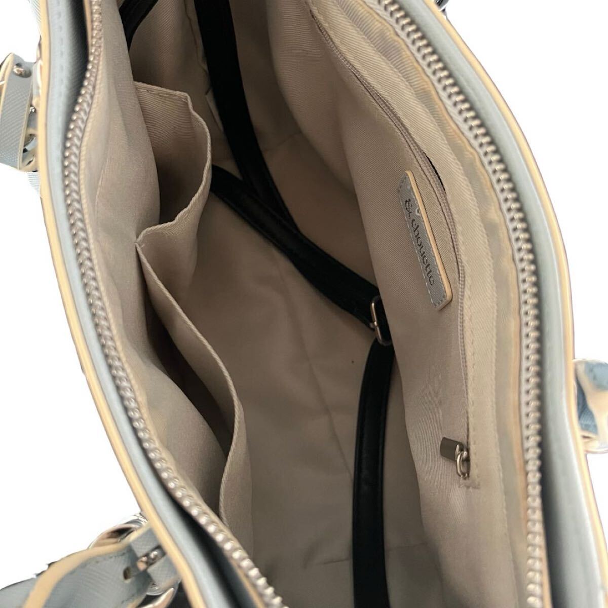 n292★アンドシュエット トートバッグ チャーム付 ダルブルー 水色 &chouette