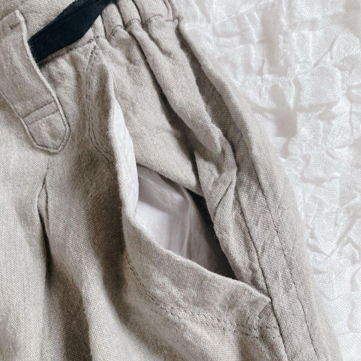 【パドカレ】美品✨シャンブレー リネン100% ロングスカート シワ加工 パドカレ】2 7万 美品 2021 シャンブレー リネン100% プリーツ