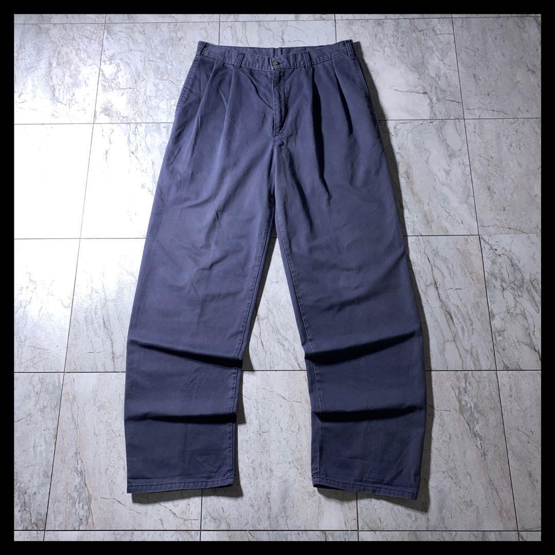 90s USA製 DOCKERS 2タック チノパン スラックス ネイビー 32 90s USA製 DOCKERS 2タック チノパン スラックス ネイビー 32