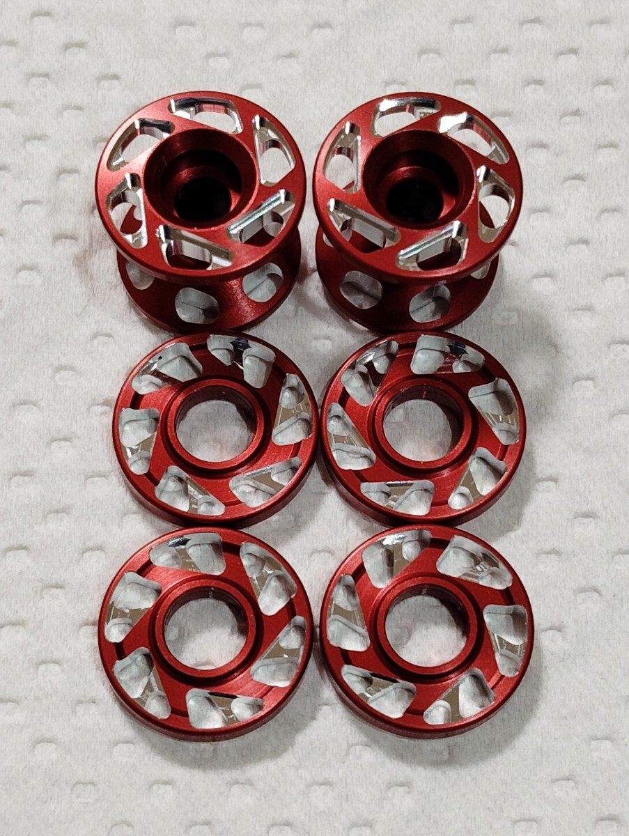 加工ローラー アルミ 13mm 13-12 2段 レッド 赤 マシニング 加工ローラー アルミ 13mm 13-12 2段 レッド 赤 マシニング