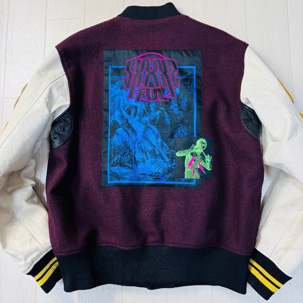 美品/M-L相当☆ディーゼル/DIESEL 袖レザー 牛革 メルトンウール 美品/M-L相当☆ディーゼル/DIESEL 袖レザー 牛革 メルトンウール
