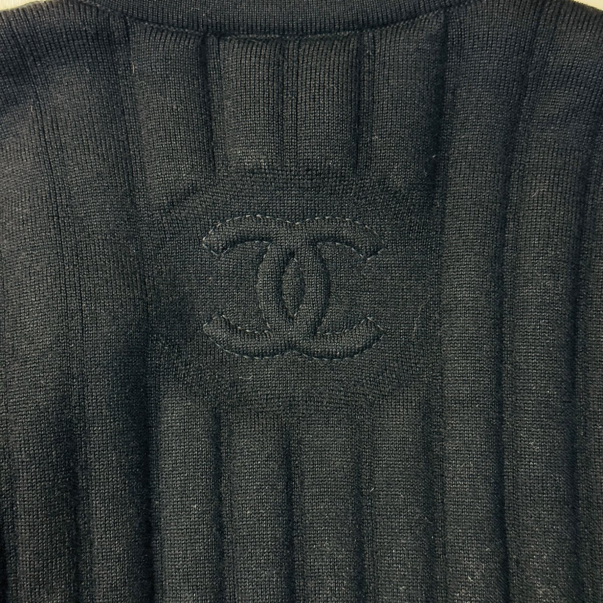 美品/38サイズ☆シャネル/CHANEL ロゴ刺繍 キルトニット 美品/38サイズ☆シャネル/CHANEL ロゴ刺繍 キルトニット