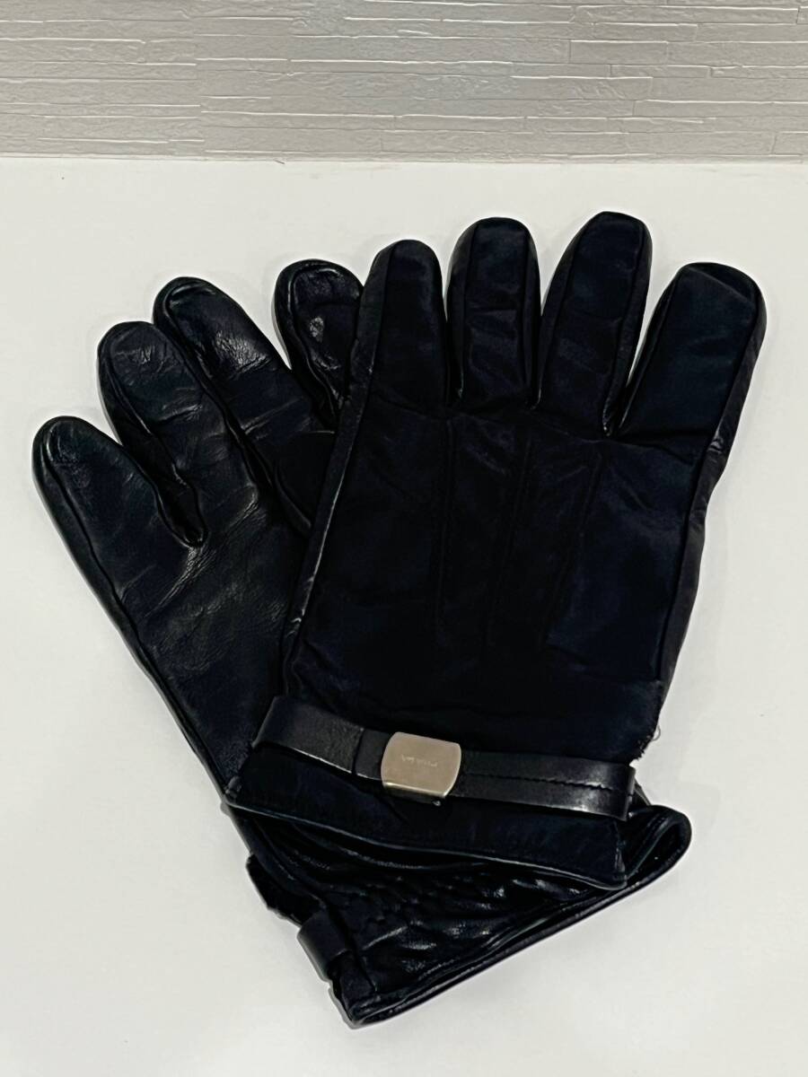現状品】PRADA プラダ レザー グローブ メンズ 手袋 ブラック 現状品】PRADA プラダ レザー グローブ メンズ 手袋 ブラック