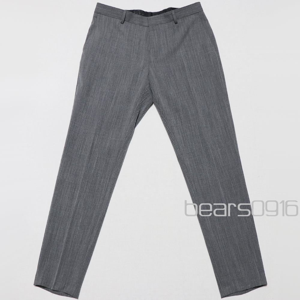 アメリカ購入 美品 BOSS Hugo BOSS ボス ヒューゴボス ラグスポ スリムストレートパンツ バーズアイ 黒×白 54