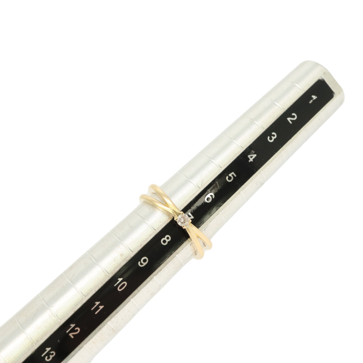 STAR JEWELRY スタージュエリー K18YG 18金イエローゴールド クロスデザイン ダイヤ0.05ct リング 指輪 約7号ジュエリー アクセサリー_画像8