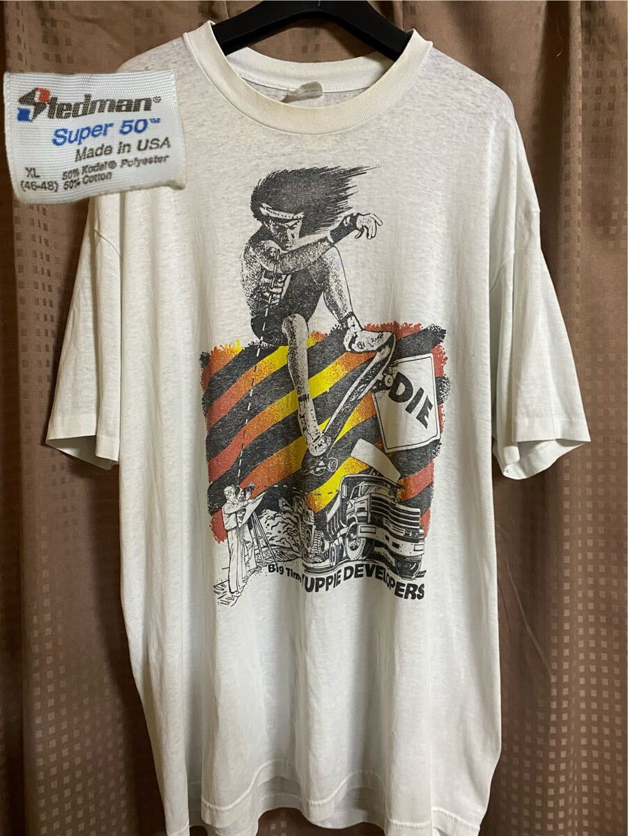80s 90s オールドスケート Tシャツ USA製 XL 白 sted man old 80s 90s オールドスケート Tシャツ USA製 XL 白 sted man old