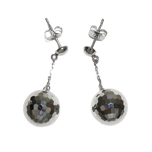 【Pt900】ミラーボール ピアス 計3.4g プラチナ ボール10mm 揺れる スタッドピアス platinum earrings【ネコポスOK】◇J