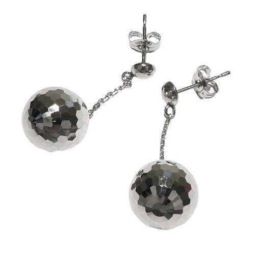 【Pt900】ミラーボール ピアス 計3.4g プラチナ ボール10mm 揺れる スタッドピアス platinum earrings【ネコポスOK】◇J
