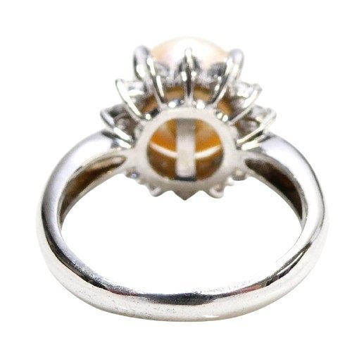 Pt850】 銀座ジュエリーマキ 大粒 9.2mm パール & ダイヤ 0.51ct Pt850】 銀座ジュエリーマキ 大粒 9.2mm パール & ダイヤ 0.51ct