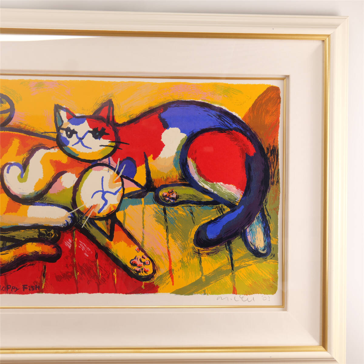 マイケル・ルー 「a nice cats with a happy fish」シルク マイケル・ルー 「a nice cats with a happy fish」シルク
