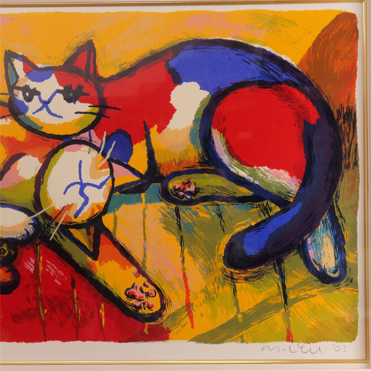 マイケル・ルー 「a nice cats with a happy fish」シルク マイケル・ルー 「a nice cats with a happy fish」シルク