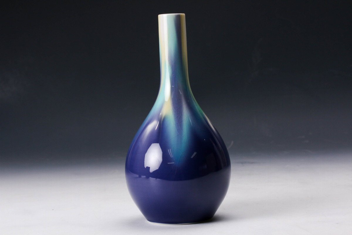佳香】四代 徳田八十吉 花入 共箱 共布 栞 本物保証(花器、壷 佳香】四代 徳田八十吉 花入 共箱 共布 栞 本物保証(花器、壷