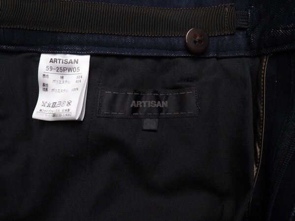 新品定価3.1萬円 ARTISAN アルチザン 日本制 銀纟 ストレッチ スラックス/パンツL紺(09) 25PW05