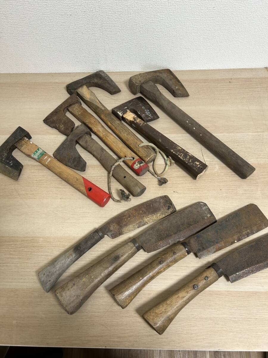 斧 ナタ 10本セット DIY 鉈 オノ 木こり マタギ 大工道具 現状品 斧 ナタ 10本セット DIY 鉈 オノ 木こり マタギ 大工道具 現状品