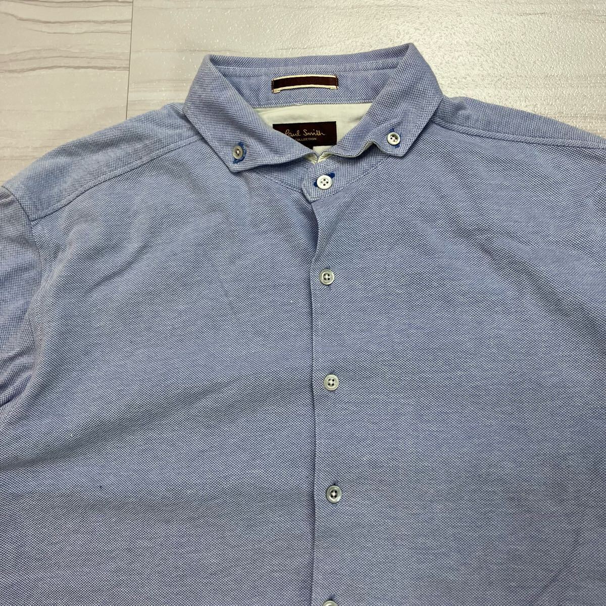 Paul Smith collection ポールスミスコレクション 半袖シャツ ボタンダウン BD ブルー系 M