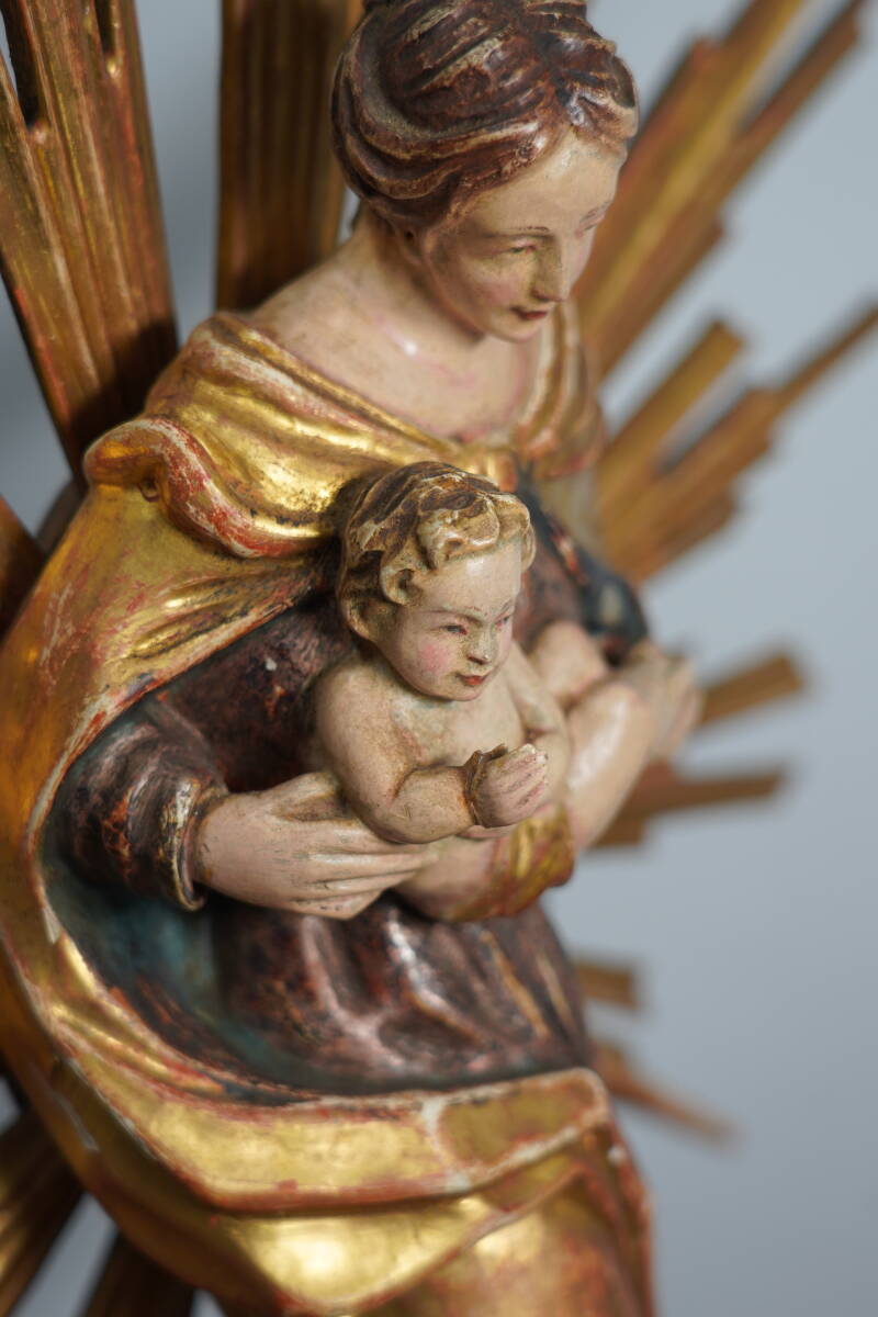 ☆アンティーク 西洋彫刻 木彫り 聖母マリア像 高さ約55cm ☆アンティーク 西洋彫刻 木彫り 聖母マリア像 高さ約55cm