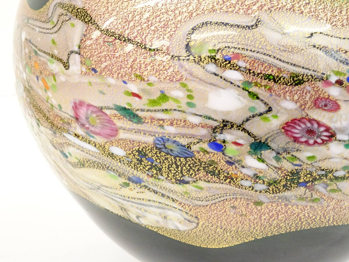 超大型作品 黒木国昭 金彩象嵌光琳花器(高さ34.8cm) 現代の 超大型作品 黒木国昭 金彩象嵌光琳花器(高さ34.8cm) 現代の