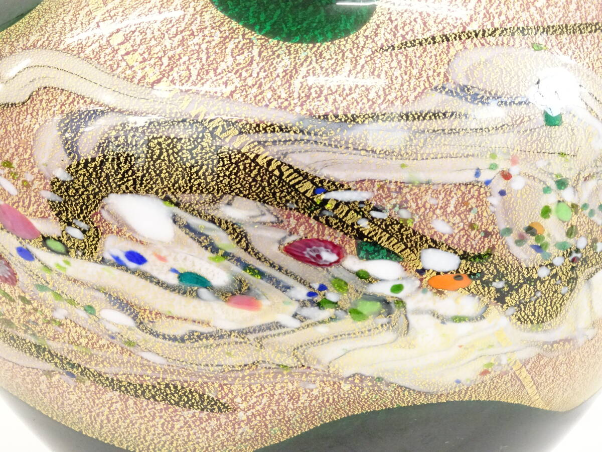 超大型作品 黒木国昭 金彩象嵌光琳花器(高さ34.8cm) 現代の 超大型作品 黒木国昭 金彩象嵌光琳花器(高さ34.8cm) 現代の