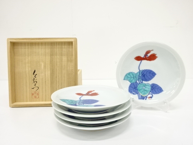 人間国宝 有田焼 今泉今右衛門造 錦 花絵 銘々皿 5客揃 (DH2D 人間国宝 有田焼 今泉今右衛門造 錦 花絵 銘々皿 5客揃 (DH2D