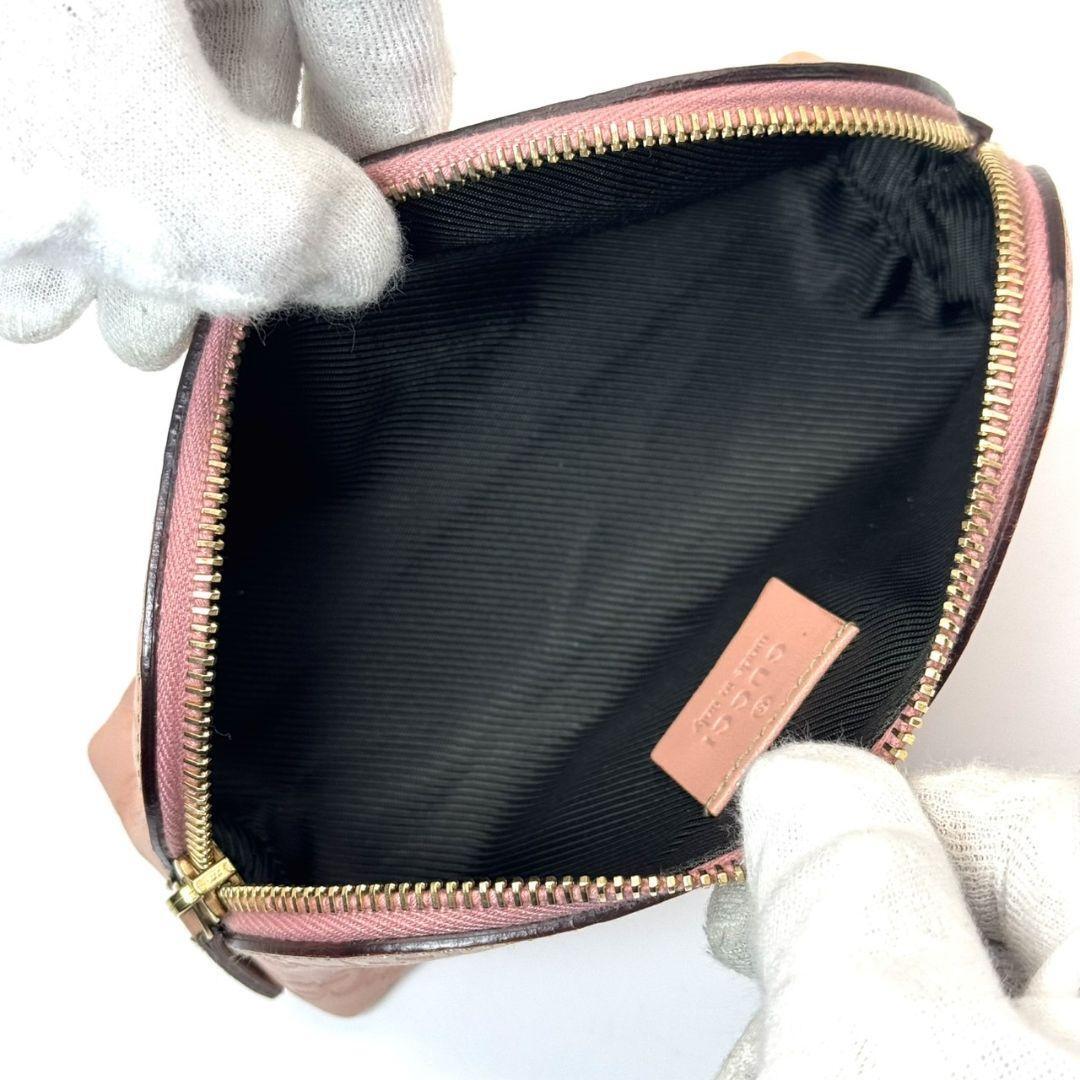 美品 グッチ GUCCI シマ ポーチ マルチケース レザー GG ピンク 美品 グッチ GUCCI シマ ポーチ マルチケース レザー GG ピンク