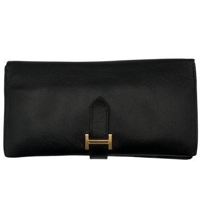 1円~ 美品 HERMES エルメス ベアン クラシック 長財布 ブラック 1円~ 美品 HERMES エルメス ベアン クラシック 長財布 ブラック