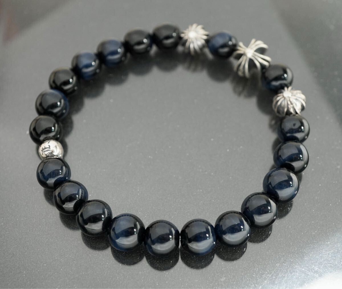 クロムハーツ☆ビーズブレスレット/BEAD 13/ブルータイガーアイ クロムハーツ☆ビーズブレスレット/BEAD 13/ブルータイガーアイ