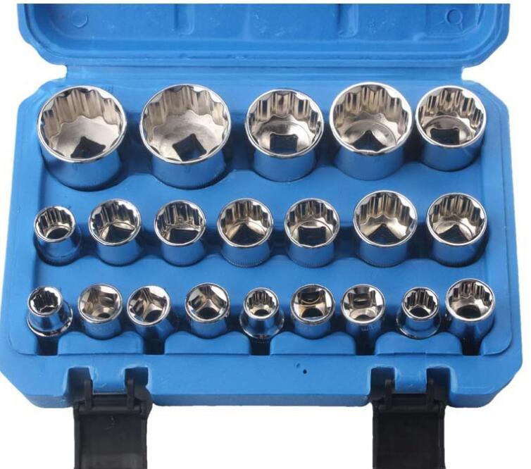 高品質(zhì)19pc スプラインソケット ソケットレンチ インチ、ミリ、ヘックス、トルクスにも対応 萬能ソケット　