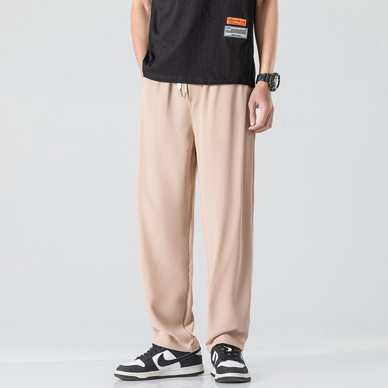 新品チノパン　メンズ 接觸冷感　美腳　スポーツ ひんやりパンツ　 九分丈　ゆったり 薄手 涼しい カジュアル 春 夏 秋　杏色　4XL