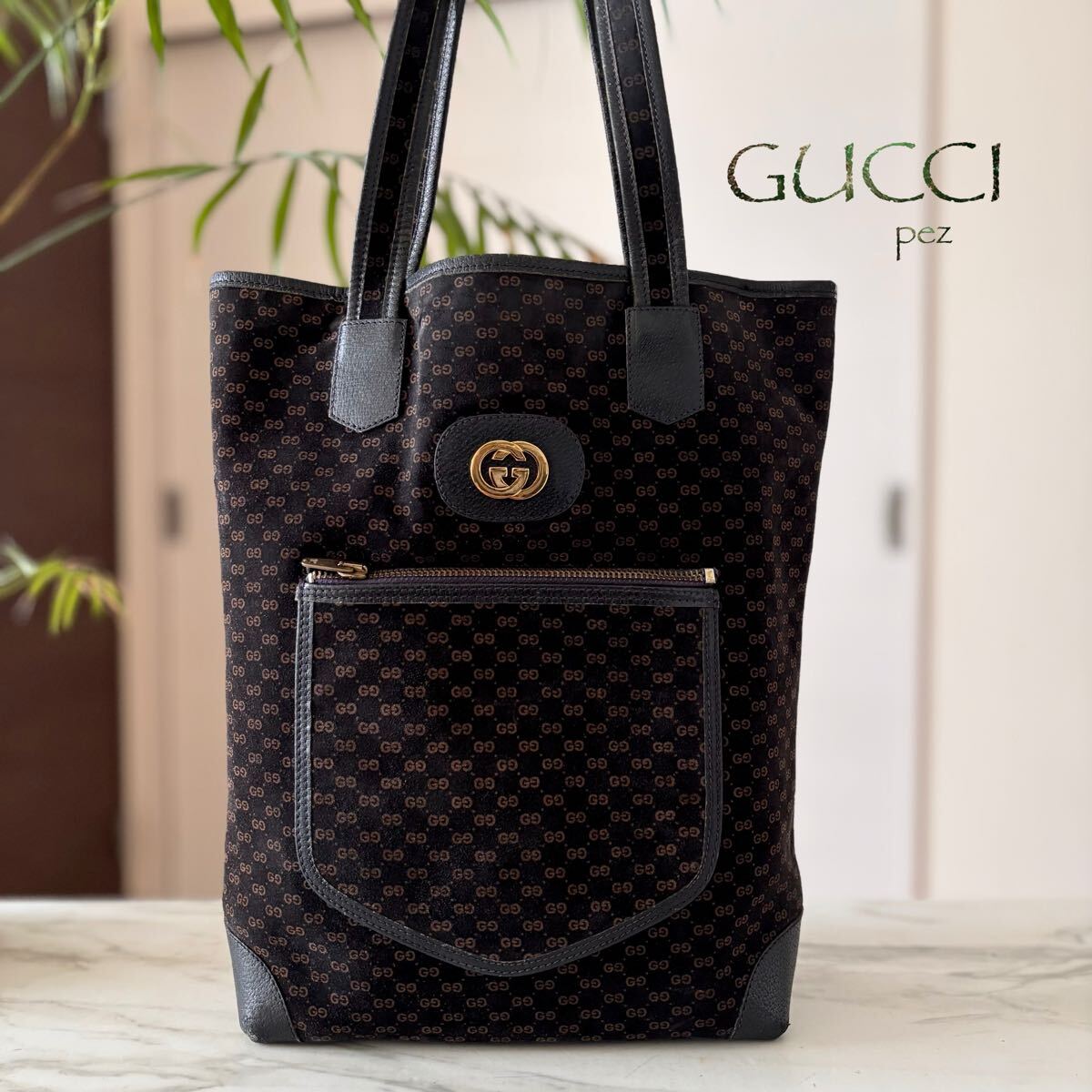 超美品 GUCCI オールドグッチ マイクロGG レザートートバッグ 超美品 GUCCI オールドグッチ マイクロGG レザートートバッグ