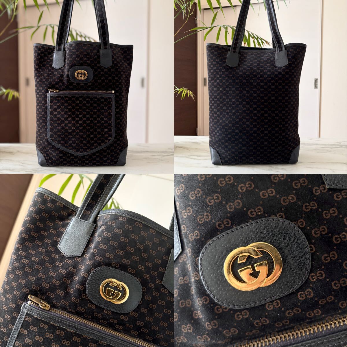 超美品 GUCCI オールドグッチ マイクロGG レザートートバッグ 超美品 GUCCI オールドグッチ マイクロGG レザートートバッグ