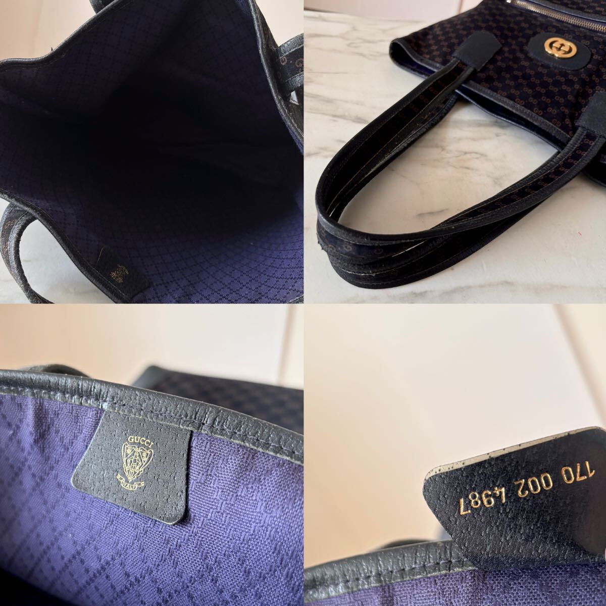 超美品 GUCCI オールドグッチ マイクロGG レザートートバッグ 超美品 GUCCI オールドグッチ マイクロGG レザートートバッグ