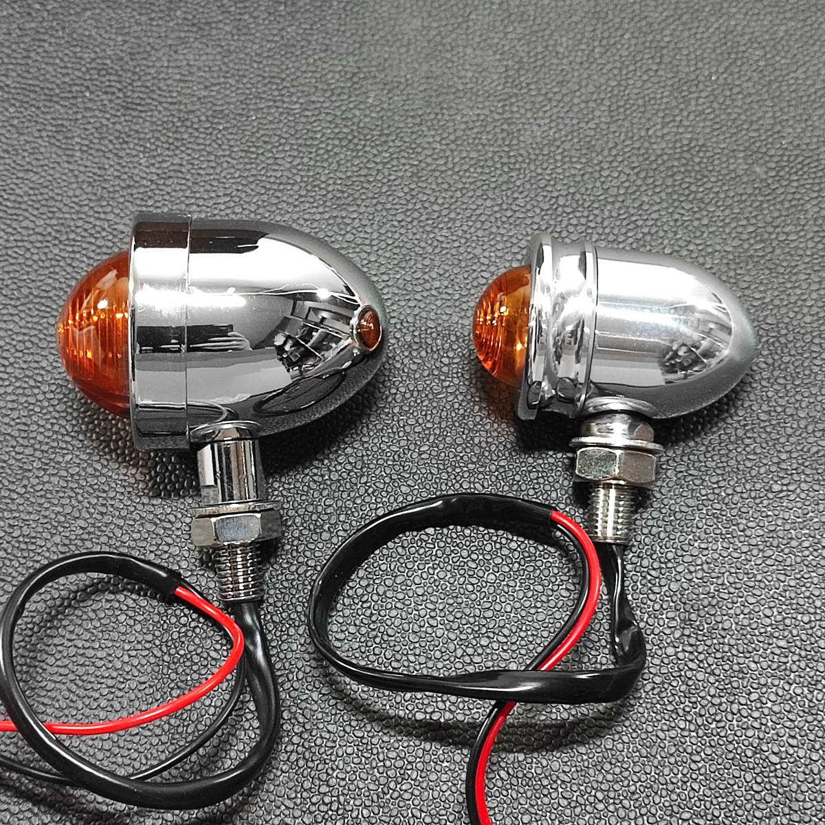 ミニバレットウインカー　12Ｖ電球 M10-P1.25 アルミ　ポリッシュ　4個セット　ハーレー　SR　ボバー　カフェレーサー　チョッパー　4