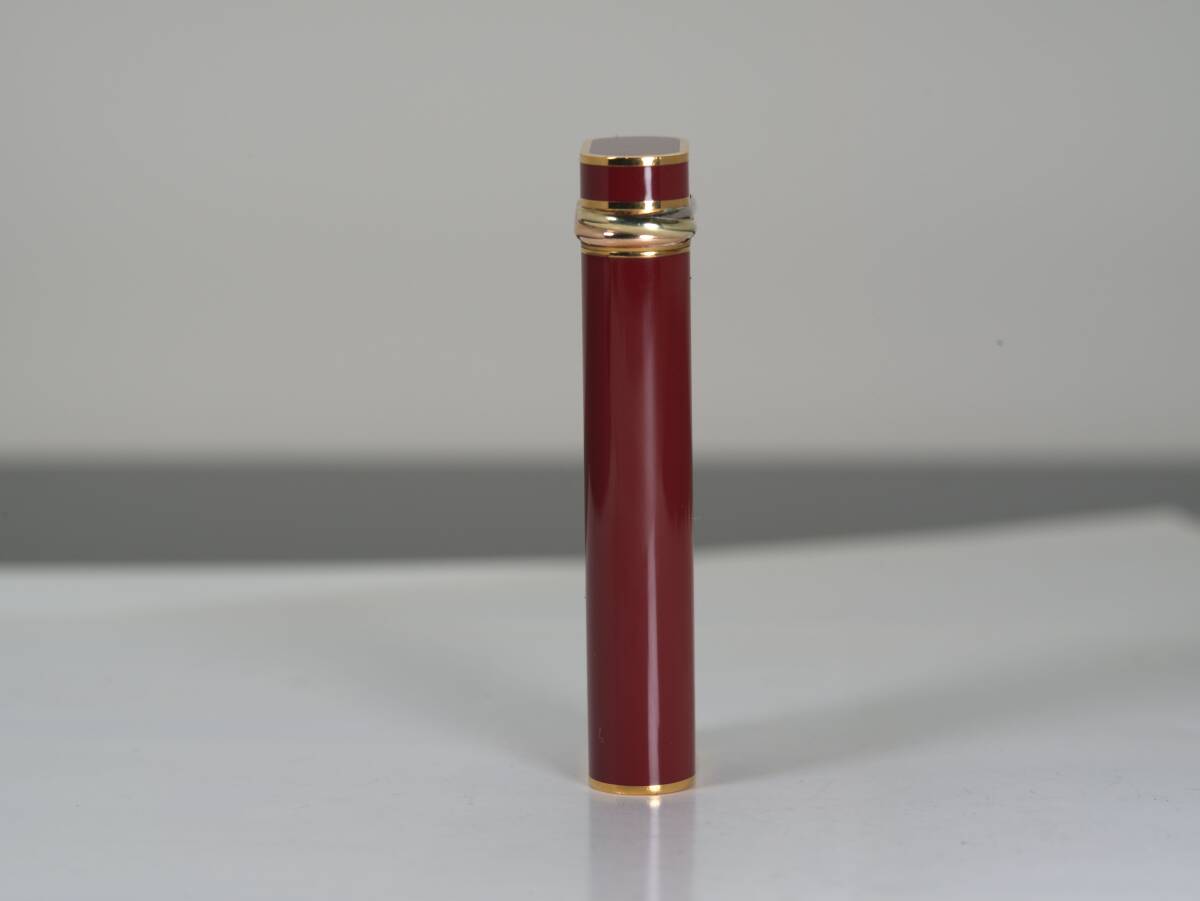 Cartier カルティエ ガスライター ボルドー×ゴールド ロゴ刻印 Cartier カルティエ ガスライター ボルドー×ゴールド ロゴ刻印