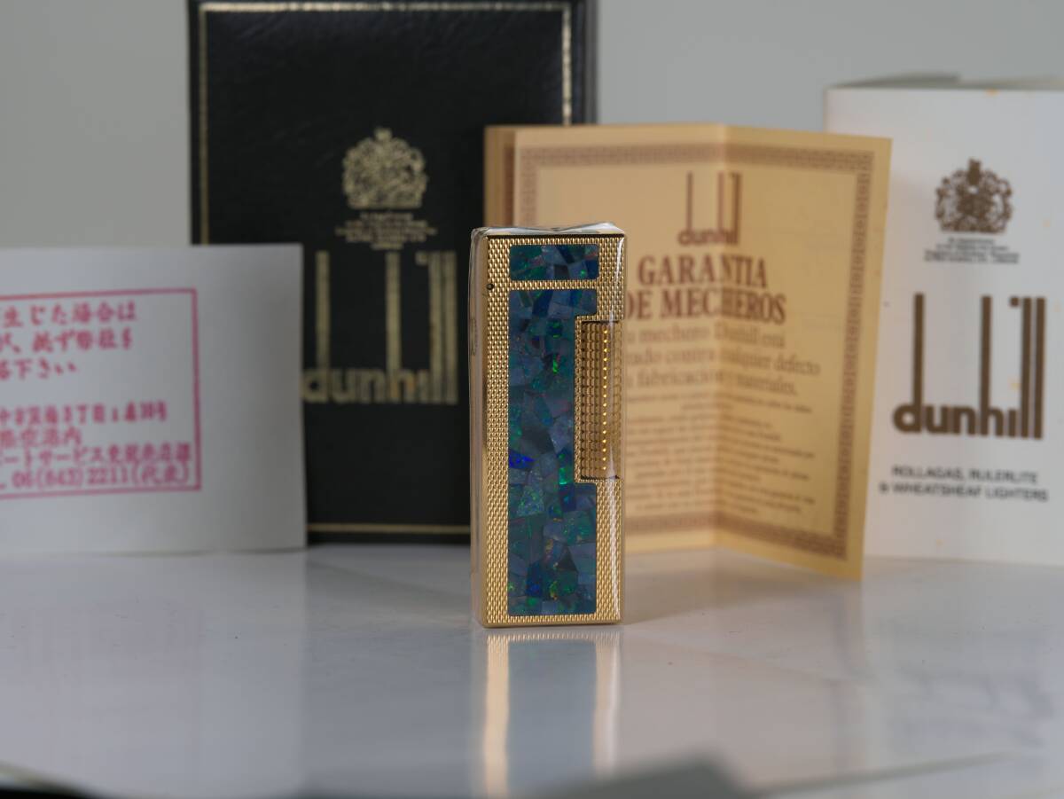 Dunhill ダンヒル ガスライター オパール装飾 ゴールド カスタム Dunhill ダンヒル ガスライター オパール装飾 ゴールド カスタム