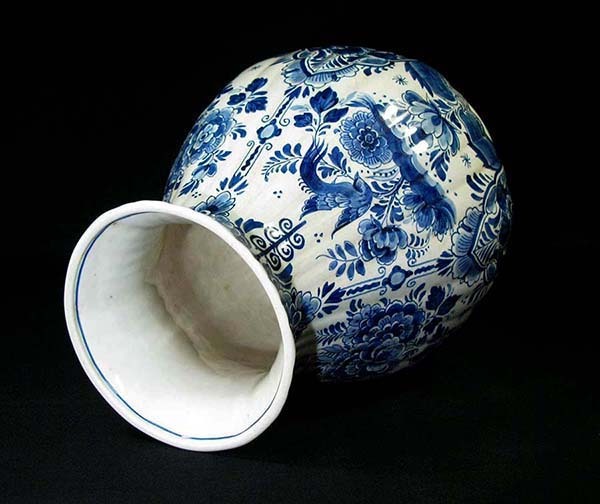 本物保証☆和蘭.デルフト陶・花鳥模様花瓶(Delfts Blauw)☆17 本物保証☆和蘭.デルフト陶・花鳥模様花瓶(Delfts Blauw)☆17