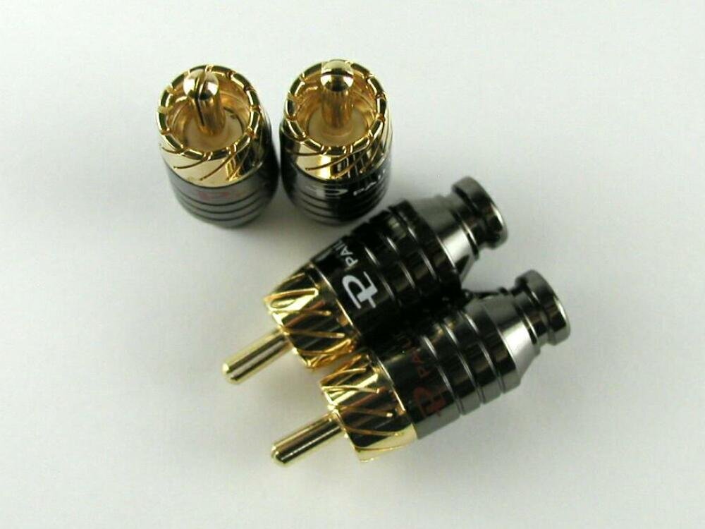 ★パイリックス Pailiccs RCAプラグ RCAコネクタ ピンプラグ ハンダ式 自作用 24K 金メッキ C ガンブラック 4本セット【送料無料】