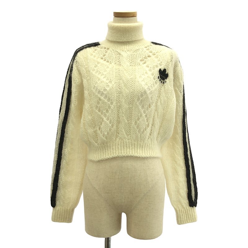 【美品】 GUCCI / グッチ | × adidas / アディダス トレフォイル サイドライン タートルネック ニット / 着脱可インナー付き_画像1