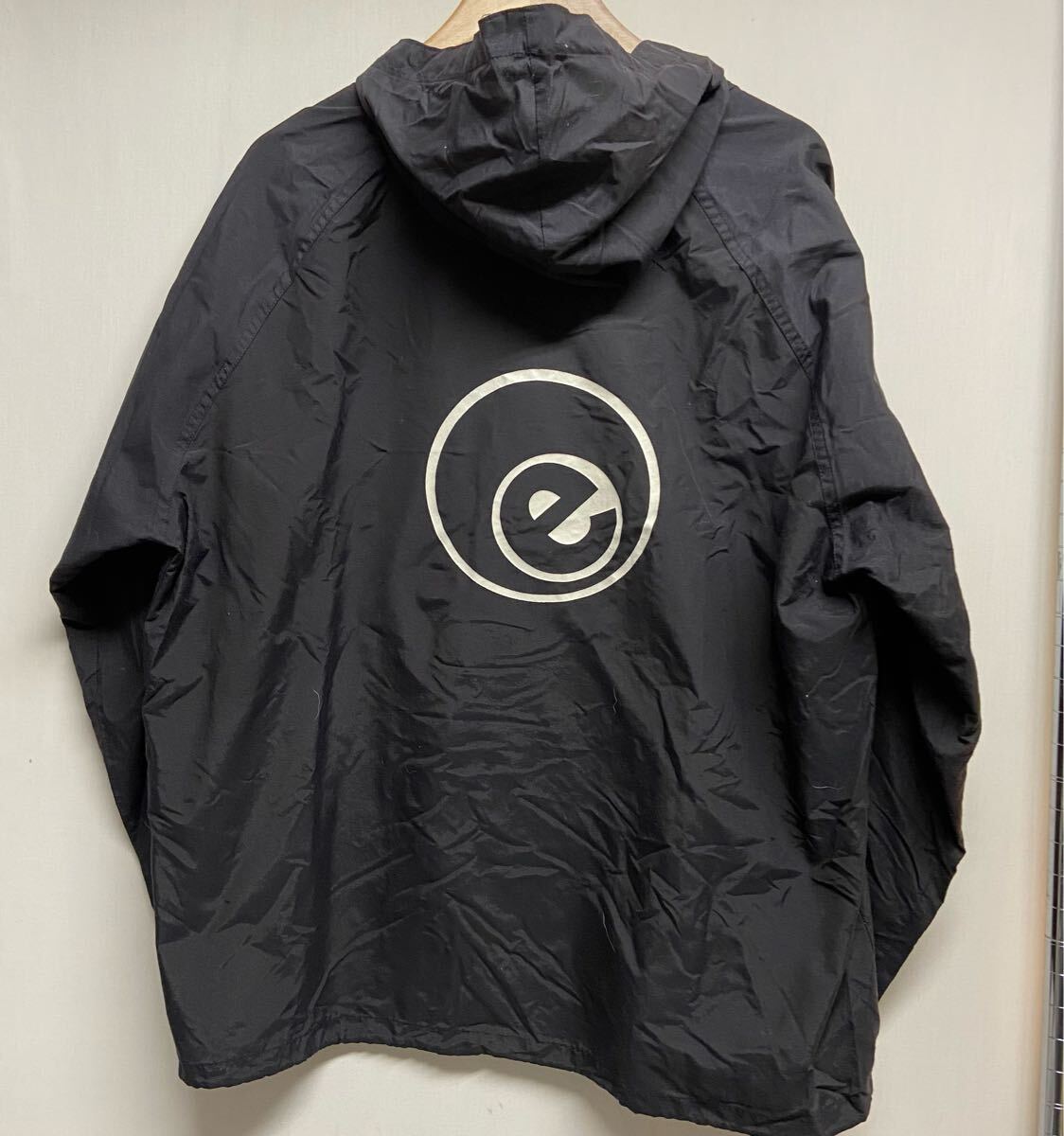 【Sportsmaster スポーツマスター】ハーフジップアノラックパーカー USA製 L エイトボールレコード ブラック コットン 2504oki M_画像1