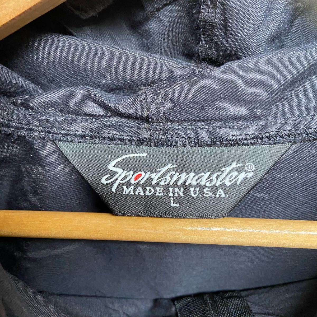 【Sportsmaster スポーツマスター】ハーフジップアノラックパーカー USA製 L エイトボールレコード ブラック コットン 2504oki M_画像4