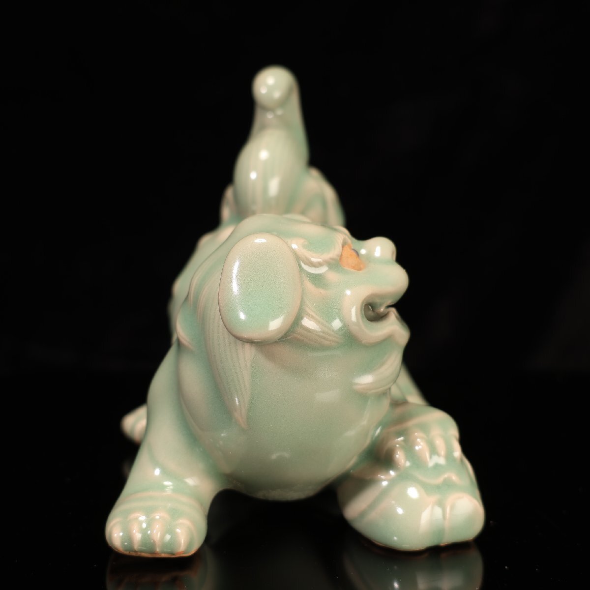 珍品堂】1円から C028 真葛香山 宮川香山 青磁獅子 置物 真葛焼 珍品堂】1円から C028 真葛香山 宮川香山 青磁獅子 置物 真葛焼